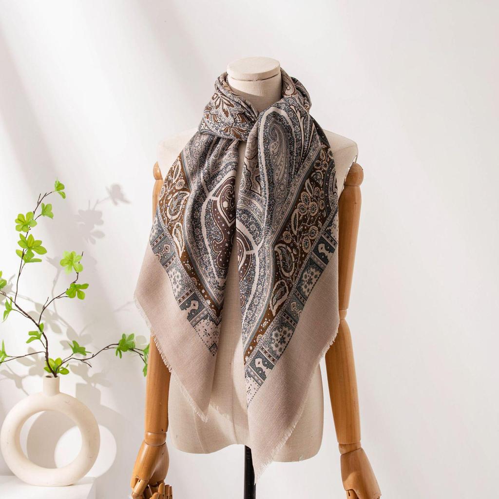 Autumn Paisley Diamond Print Double-Sided Vintage Women's Neck Scarf