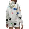 Jordan Graffiti Color Block Print Fleece Casual Hoodie Women Tops White DQ4606-133