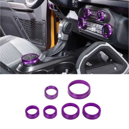 Purple Air Condition/Headlight/Radio Switch Knob Trim Ring for Ford Bronco +