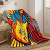 Pop art guitar surrounded by bold patterns, polka dots, and vibrant waves. for all seasons blanket lunch break throw gift