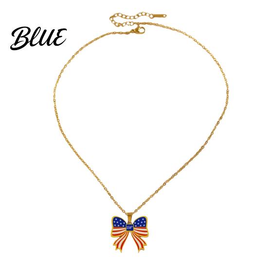 American Holiday Jewelry 250th Anniversary Set USA Flag Pattern Bowknot
