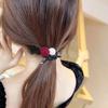 3Pcs Temperament Rose Hair Rope Gentle Ponytail Pearl Head Rope High Elastic Tie Hair Headwear Girls Women Hair Accessories