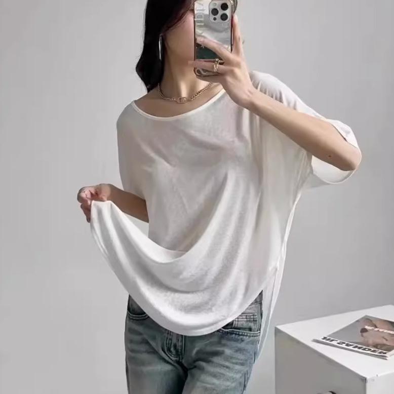 Women's Jazz Dance Loose Short-Sleeve T-Shirt with Back Cutout and Sun Protection