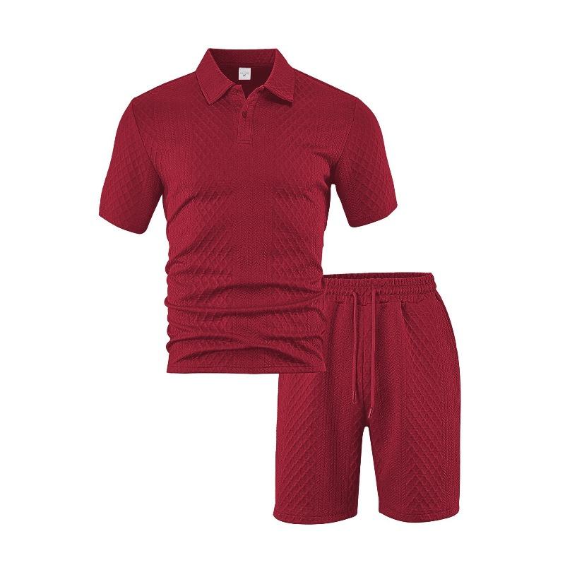 Summer Men's Casual T-shirt Suit Lapel Short-sleeved Shorts 2-piece Set