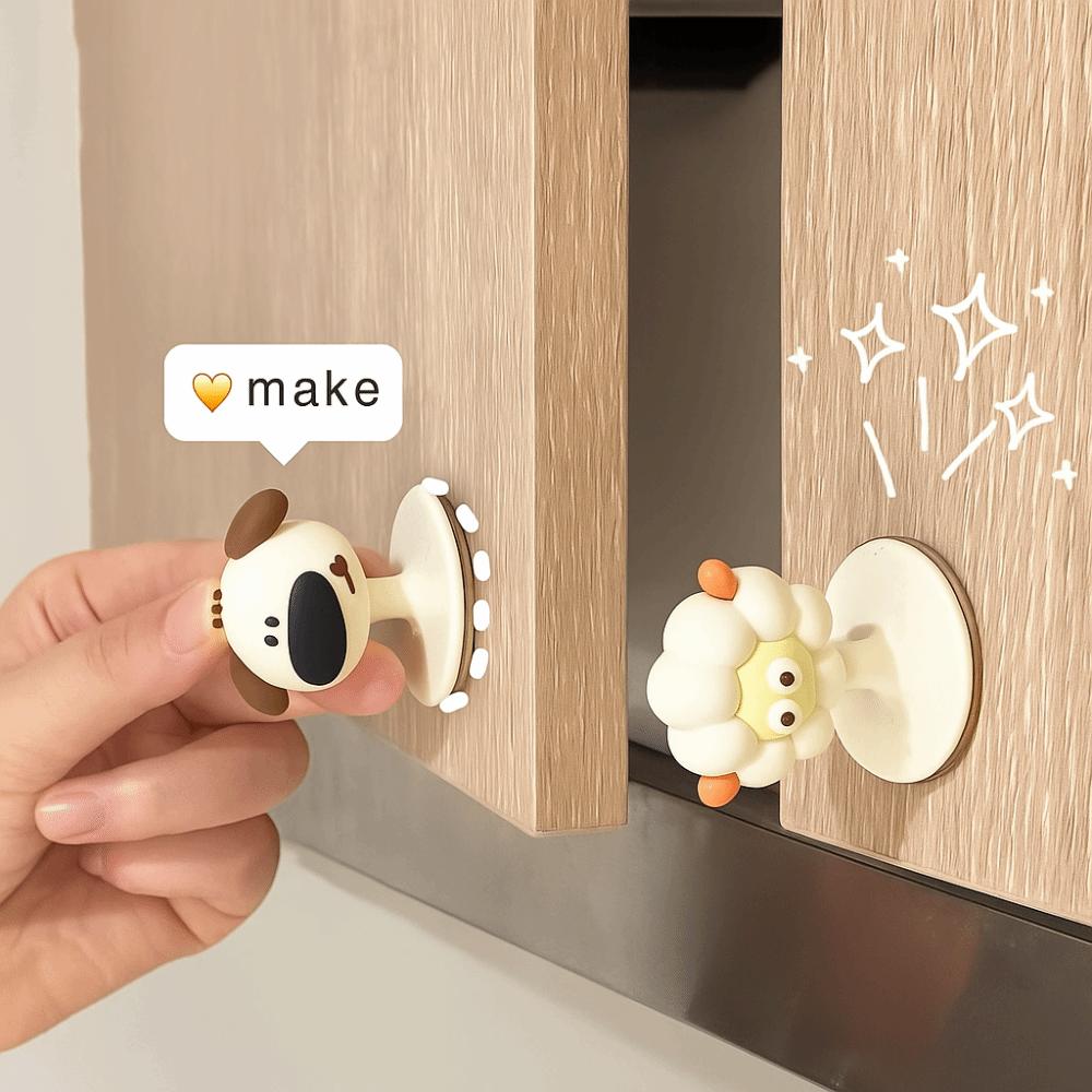 Easy Installation Cartoon Lamb Cabinet Handles No-Drill Drawer Knobs  Kids' Room Furniture