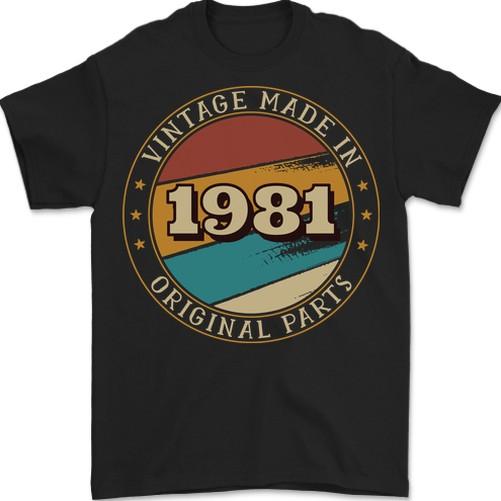 45th Birthday Vintage Made In 1981 Mens T-Shirt 100% Cotton XXXXL
