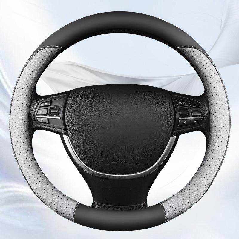 Perforated Leather Steering Wheel Cover Comfortable, Breathable and Wear-resistant Fits 14.5-15in steering wheel