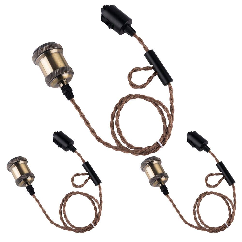 

Kyodo Lighting Set of 3 E26 Bulb Sockets for Duct Rails (GT-GD-DT03-3B) Brass Socket Lighting Pendant Light, Single Light, Stylish, Scandinavian,