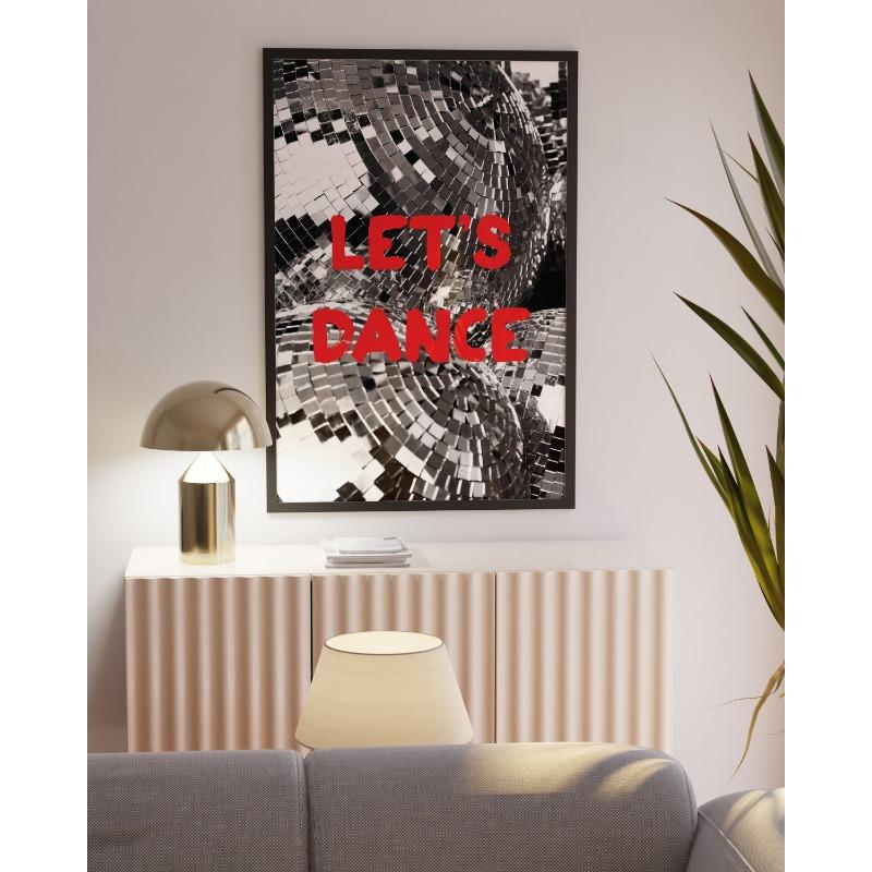 Shiny Disco Ball Print Retro Wall Art Black White Pink Bulb Canvas Painting Murals for Dorm Room Living Decor