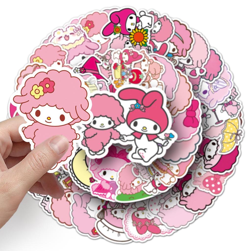 50 Pink Curly Hair Bini Ai Nuo Stickers for Decorating Luggage, Computers, Phone Cases, Planners, and More (50 Sheets)