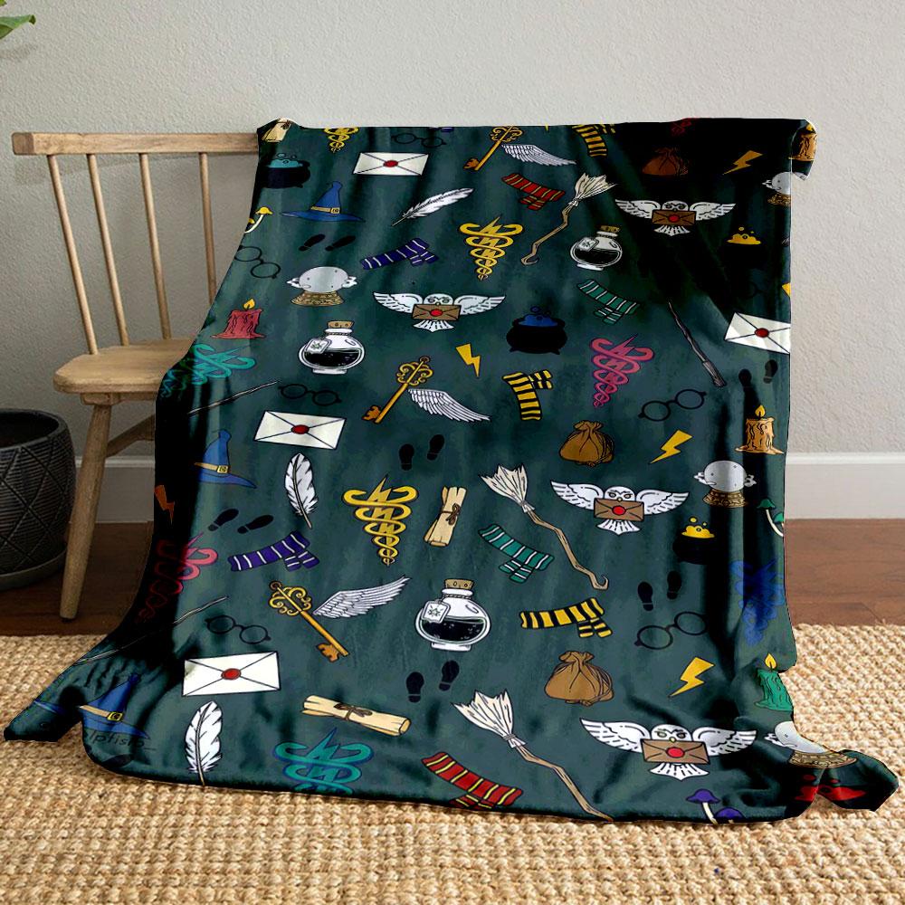 

Harry Potter Elements Pattern Blanket bedroom Blanket for Livingroom Couch lunch break Soft throw for Friend s festival Gift 80cm x 120cm