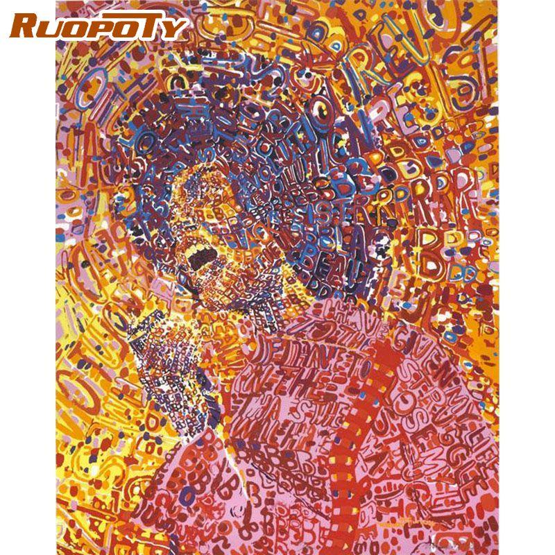 RUOPOTY Frameless Abstract Painting Colorful Oil Painting DIY Painting By Numbers Modern Wall Art Picture Hand Painted For Wall Decoration 40x50cm