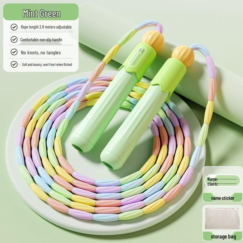 Adjustable Bamboo Jump Rope for Kids and Beginners - Ideal for Kindergarten to Middle School Fitness