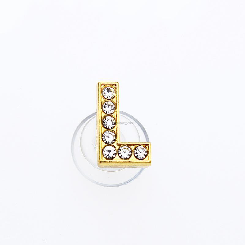 1Pcs Gold Letters Metal Shoe Charms Crystal Diamond Alloy Charms Shoes Accessories Buckle High Quality Shoes Decoration