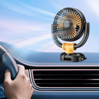 5V/12V/24V Leistungsstarker Autolüfter 360° Drehung Armaturenbrett Lüftungsschlitz Kühlventilator Geringe Geräuschentwicklung Kleiner Autolüfter für Armaturenbrett Sommer Auto Zubehör
