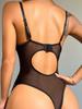 Body din Dantelă Inimă European-American: Lenjerie sexy cu spatele gol, transparentă, push-up, modelator corporal sexy.