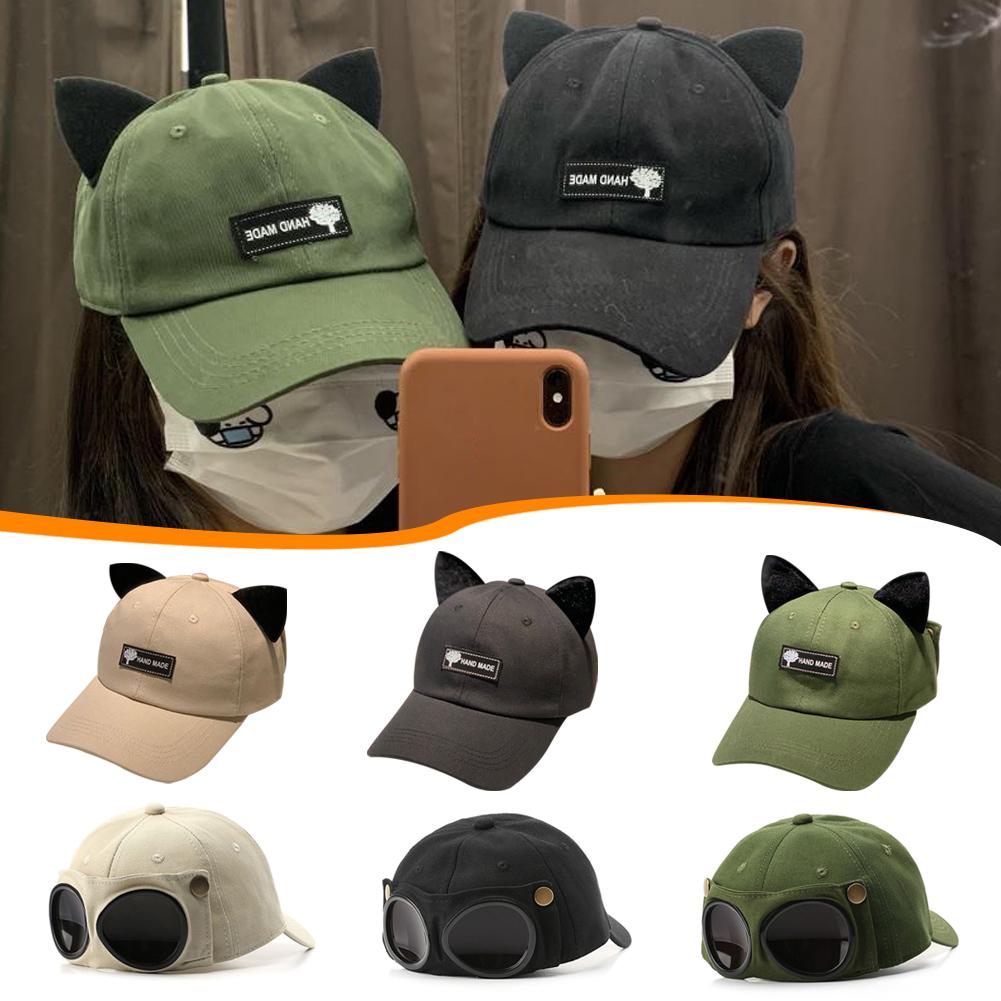 Cute Cat Ears Baseball Cap For Women Men Funny Sunglasses Snapback Sun Hat Outdoor Camping Fishing Hat Sun Hat 2026 New N5A0