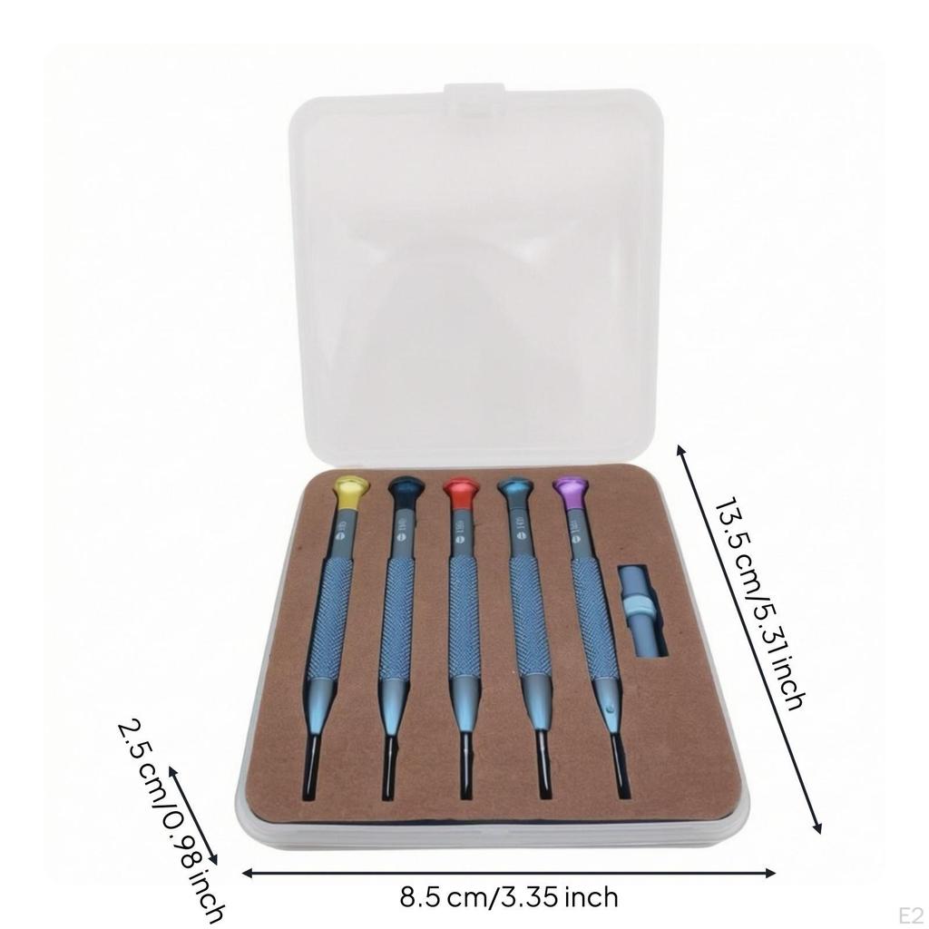 5 Pieces Precision Screwdriver Set | Knurled Grip Handles, Watch Screwdrivers with Storage Case,