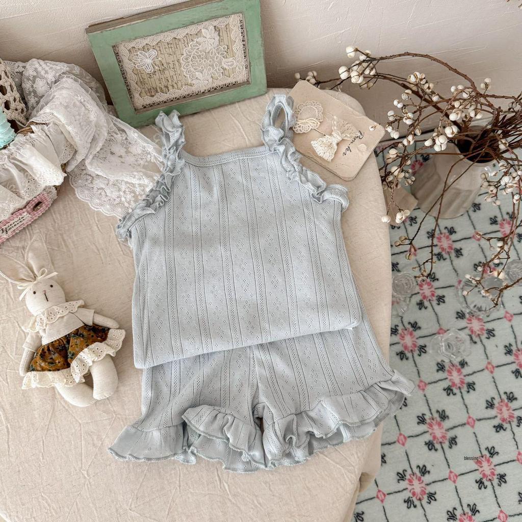 Καλοκαιρινό Σετ Πιτζάμα Μπλουζάκι για Κορίτσια 2025 - Χαριτωμένα Ρούχα Σπιτιού για Βρέφη