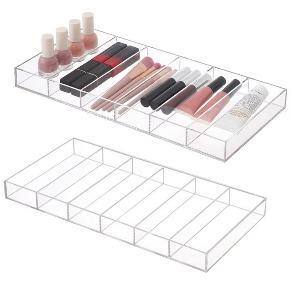 

6 Compartments Clear Sunglass Holder Reusable Glasses Storage Case Makeup Drawer Organizer Desktop
