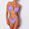 Women's Summer Fashion Sexy Solid Color V-neck  Bikini Beach Swimwear