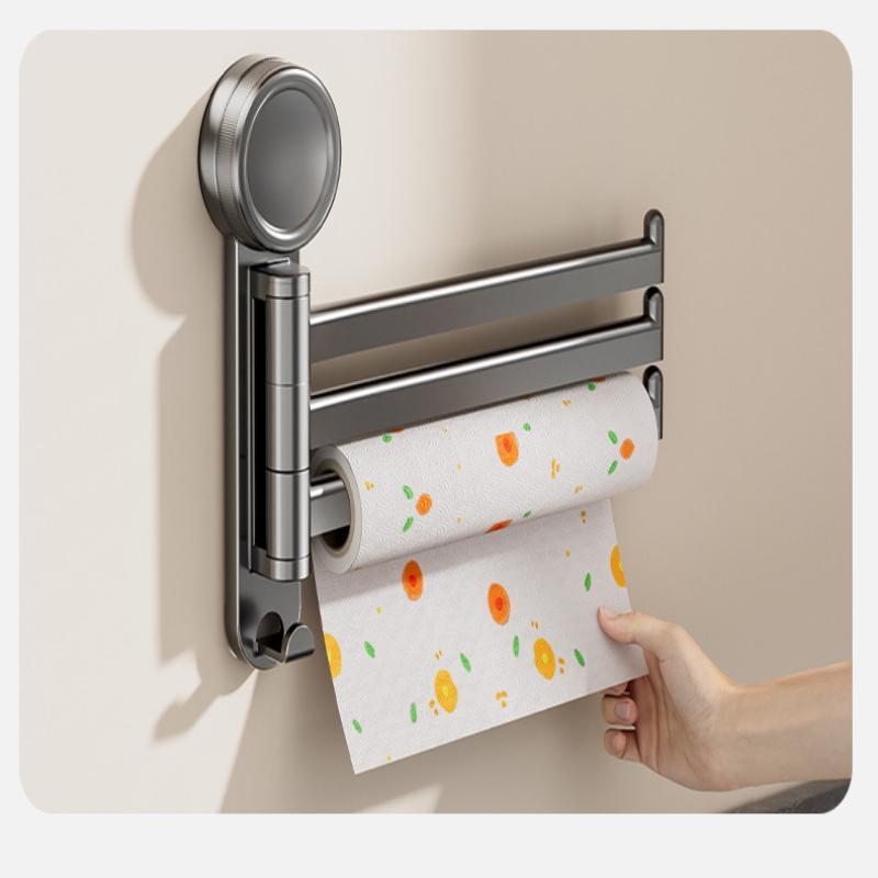 Swivel Towel Rack, 3-Arm Suction Cup Towel Holder, Thicken Aluminum Swing Out Towel Bar, Rustproof Space Saving Towel Hanger