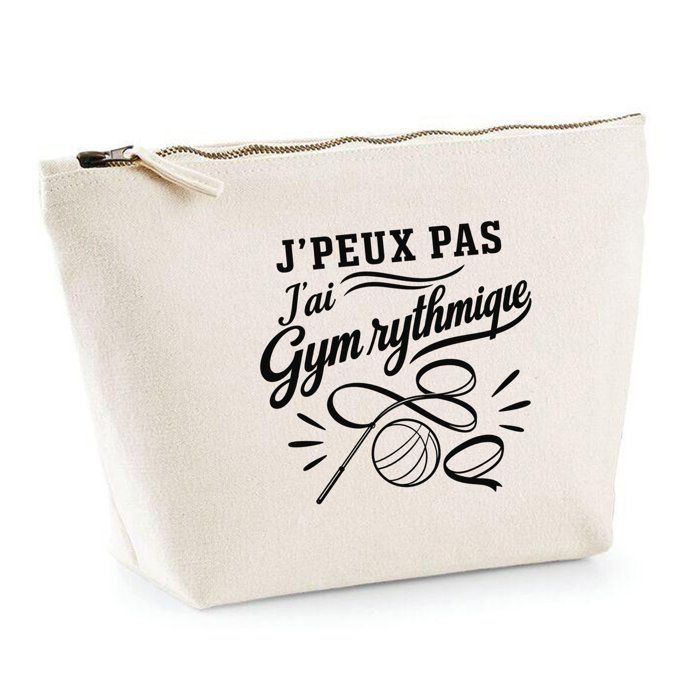 Trousse de toilette - PLANETEE - J'peux pas j’ai Gym rythmique (minimaliste) - Beige - 100% coton - 3 L - Zip métal