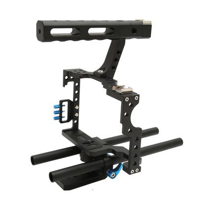 Camera Video Cage Lightweight Aluminum Alloy Camera Cage Rig with Cold Shoe and Cheese Top Handle