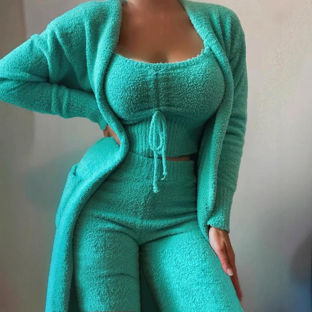 In Stock! New Women's Autumn/Winter Plush Three-Piece Loungewear Set