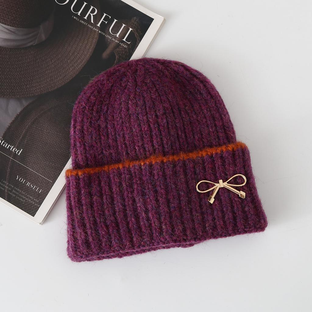 Bow Knitted Wool Hat Autumn and Winter Fashion Ear Hat Women,Winter Hats for Women, Beanies for Women, Hats for Women Winter