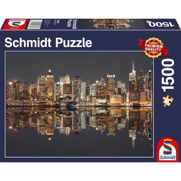 Puzzle Skyline De New York La Nuit - SCHMIDT SPIELE - 1500 Pièces - Architecture Et Monument - Adulte