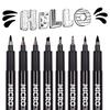 8Pcs Hand Lettering Pens Calligraphy Brush Markers for Writing Sketching Art Drawing Illustration Scrapbooking Journaling Black