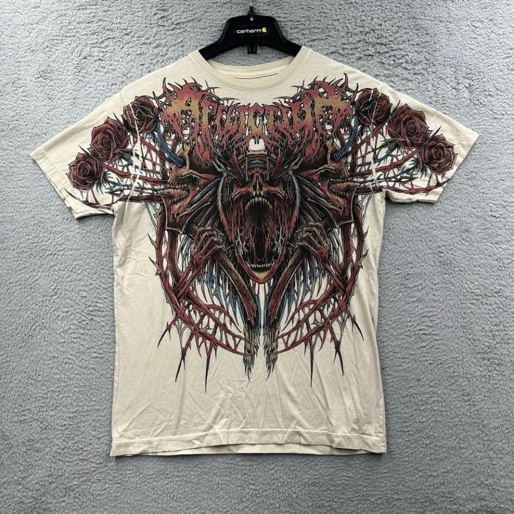 New men's summer European and American Gothic skull letter print soft and breathable round neck T-shirt outdoor street top