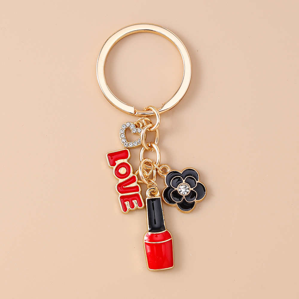 Aihua Elegant Brand Design Red Lips Highheels Perfume Lipsticks Keychains For Women Girls Handbag Pendant Keyrings Jewelry Gift