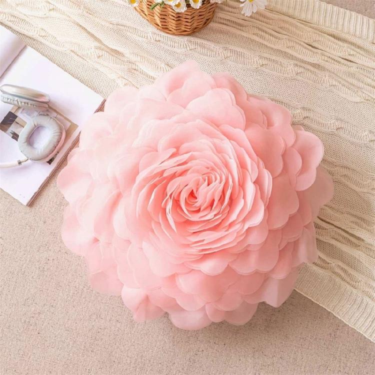 3D Rose Flower Round Throw Pillows Case Handmade Cushions Cover for Sofa Bed Living Room