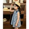 Girls Summer Plaid Sleeveless Vest Dress Baby Fashion Casual Sundress