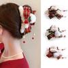 Christmas Fluffy Deer Antler Snowflake Hair Clip for Women, Metal Hairpin with Fuzzy Edges, Shark Clip Hair Accessory