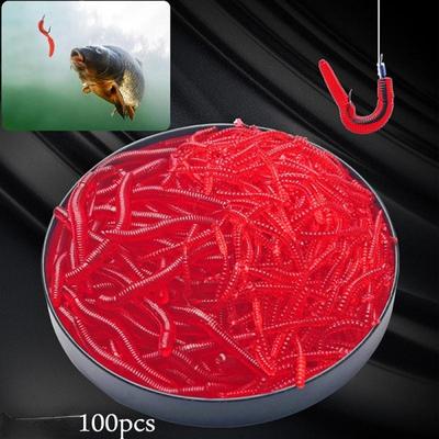 100PCS Realistico Simulato Lombrico Richiamo Morbido 3.5 CENTIMETRI Pesca In Silicone Esca Artificiale Odore di Pesce Gamberetti Additivo