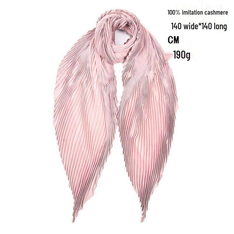 Корейский акриловый шарф-палантин, окрашенный пряжей, мятый, плиссированный, большой квадратный, 140 см, мягкий, повседневный стиль 140x140CM, 190g розовый