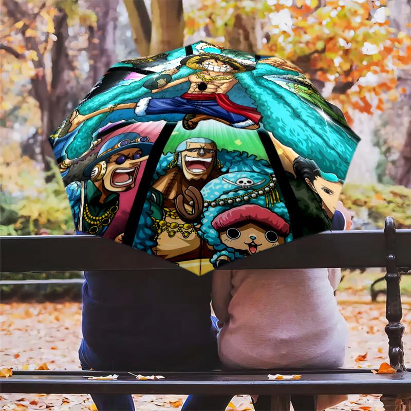 1 PC Automatic Folding Umbrella - Anime One Piece Pattern Portable Foldable Design With 8 Ribs Christmas Birthday Gifts