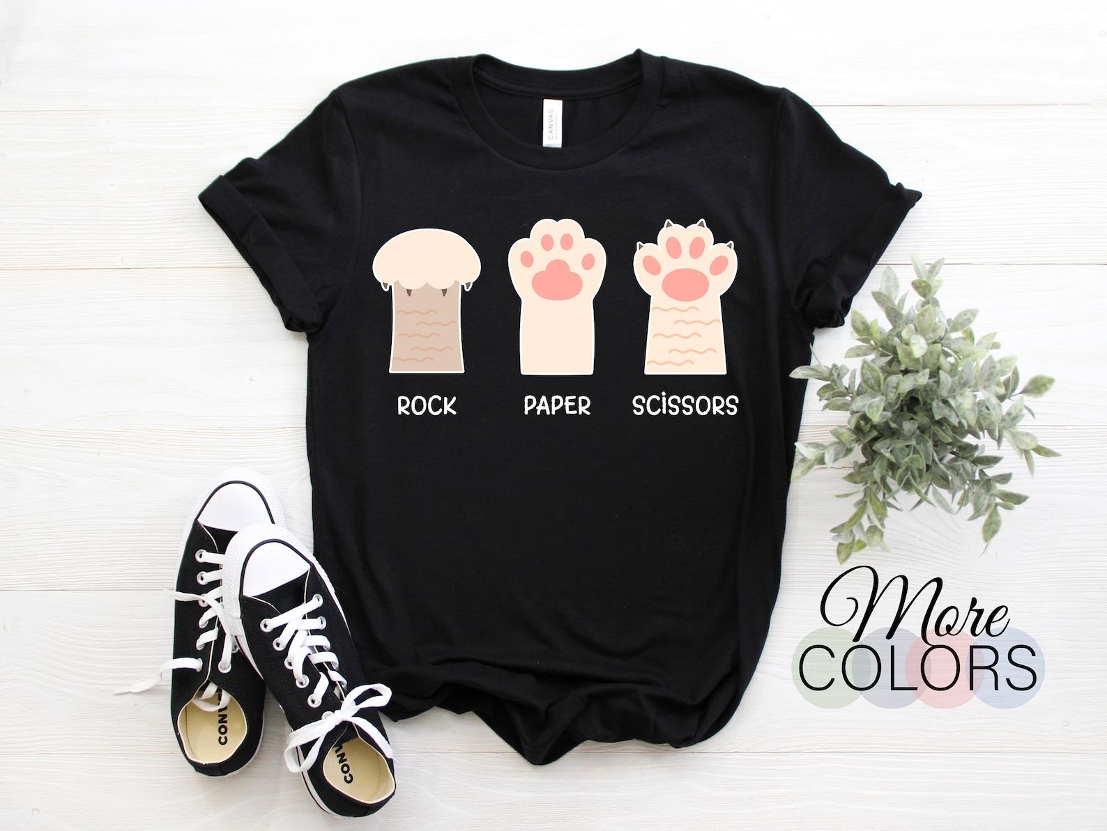 Rock Paper Scissors Hand Game Cute Paw Funny Cat T-Shirt, perfect Gift For Pet Savers And Cat Lovers Love Animal Funny Cats Cat Owner Kitten 110