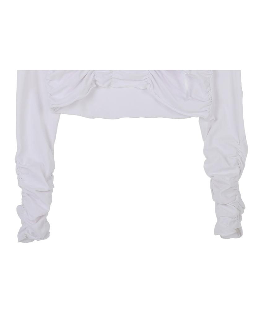 HARDCORE HAPPINESS Shirring Detail String Long Sleeve T-Shirt_White