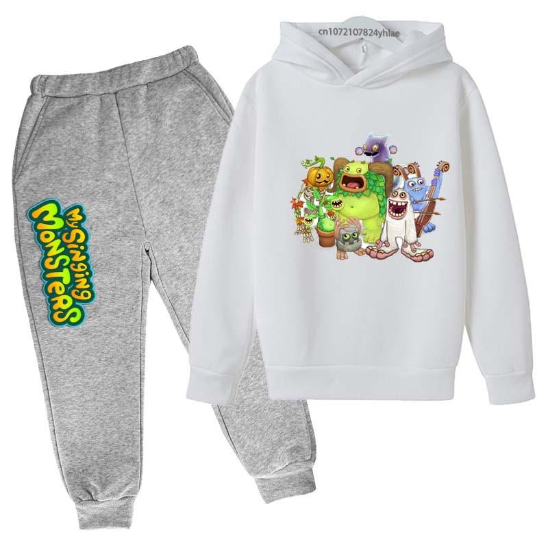 My Singing Monsters Bambini Primavera Autunno Carini 2pz Felpa Casual+Pantaloni Tute 3-14 Anni Ragazzi Ragazze Completi Vestiti Bambini