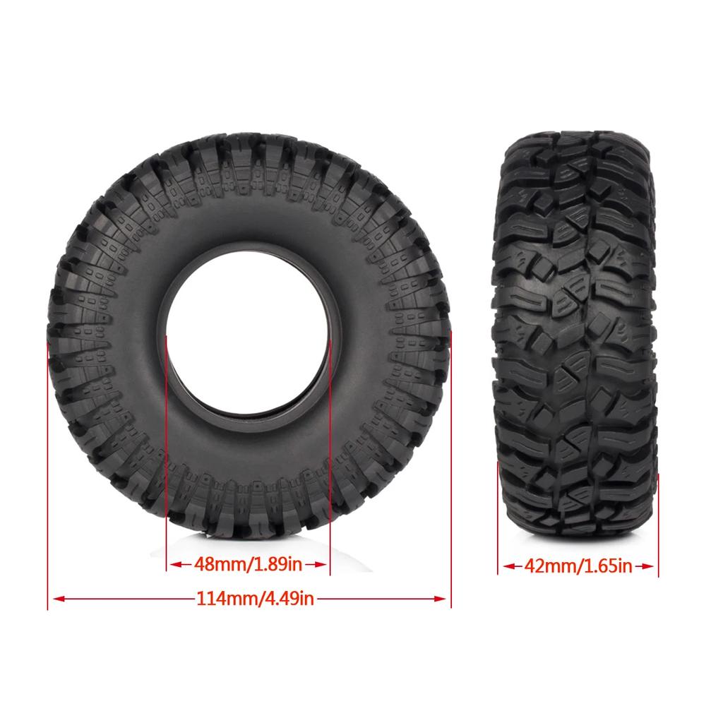 4PCS 114MM 1.9 Rubber Rock Tyres for 1/10 RC Car Crawler Axial SCX10 TRX4 Capra D90 Redcat Gen8 YIKONG WRAITH RR10