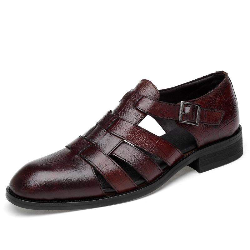 Men s Breathable Leather Shoes - Summer Casual Sandals with Cowhide for Outdoor Beach and Business. 43 коричневый