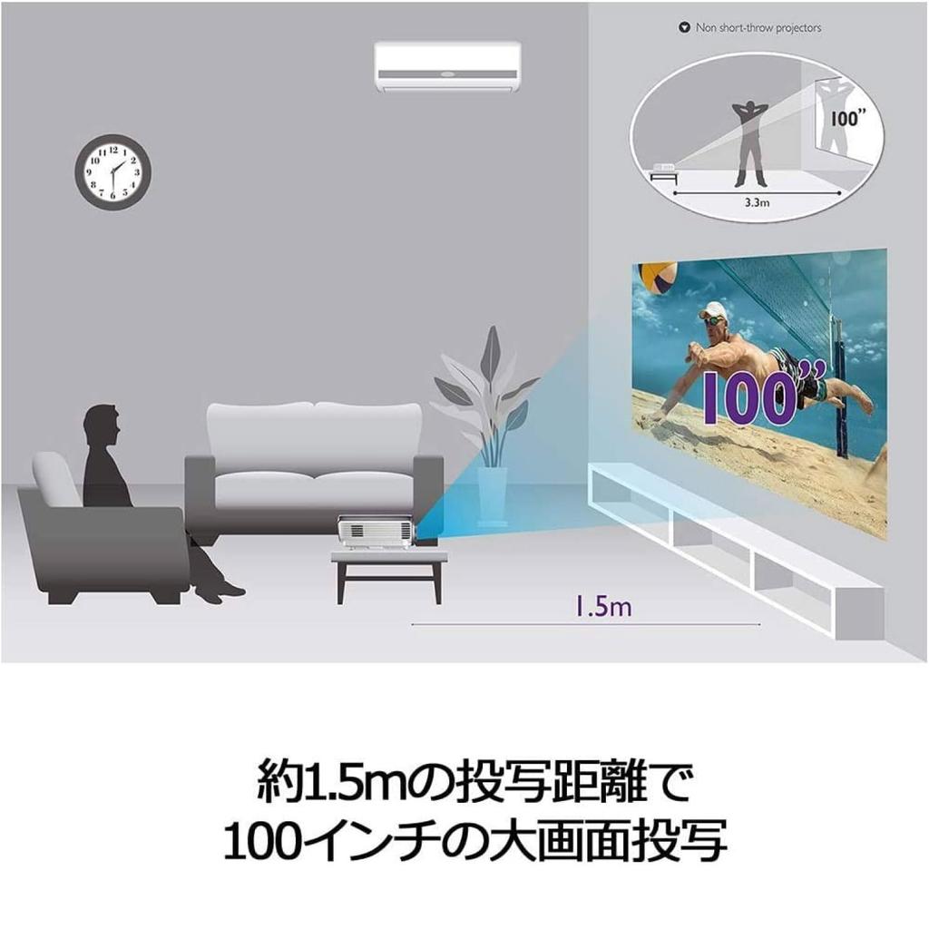 BenQ Japan TH671ST Full HD DLP Home Projector with MHL and VGA ANSI Low Gaming Projection at (Short Throw, 3,000 Lumens, Latency, Mode, 2.7kg,