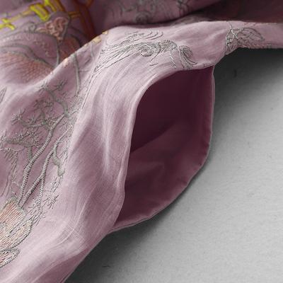 Leichte atmungsaktive Stickerei Textur Baumwolle Leinen Kleid Damen V-Ausschnitt Schnalle Kurzarm Mittellang Sommer