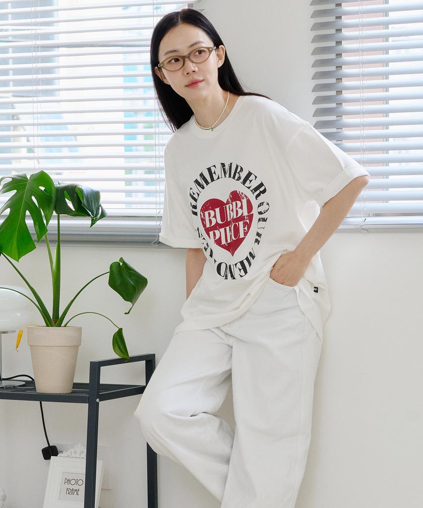 Beobeulpiseu Heart Circle Pigment T-Shirt_White