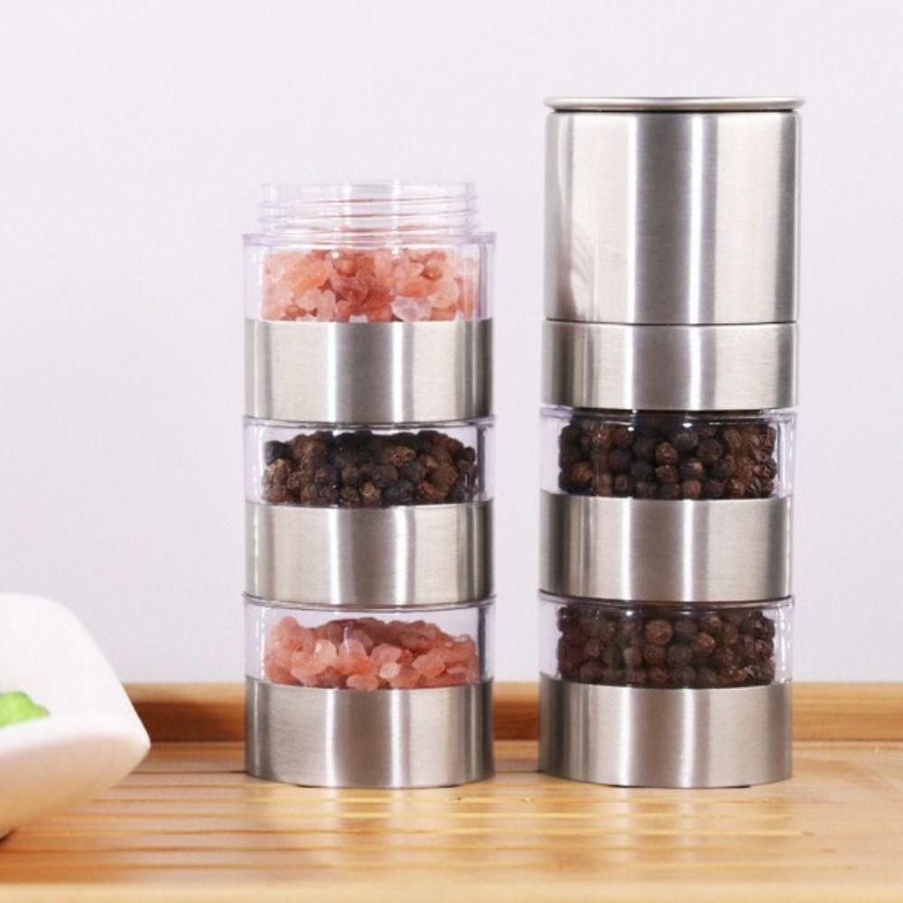 Manual Multi-layer Pepper Grinder Stackable Spice Jars Portable Seasoning Container  Camping