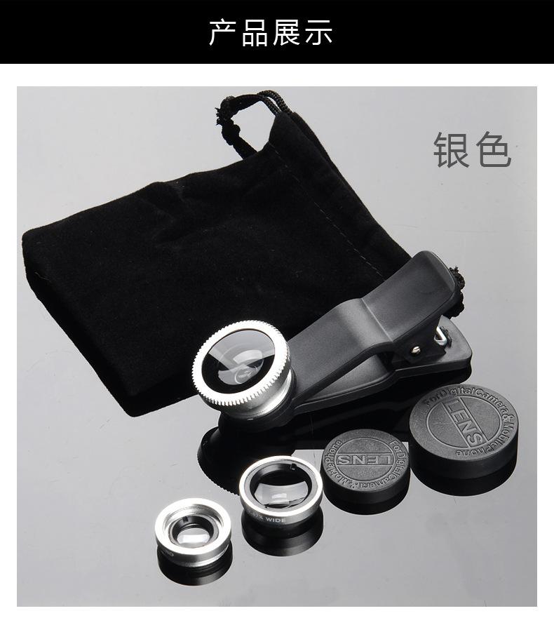 Lens Cover Universal 3 In 1 Clip-On Fishing Eye+Macro+Wide Angle Mobile Phone Lens Camera Kit